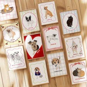 Ritratto di animale domestico disegnato male su misura, ritratto di gatto personalizzato, poster unico per animali domestici, stampa digitale di cane da parete, regali per papà di gatti immagine 9