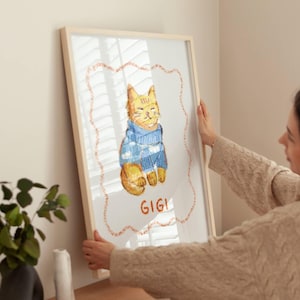 Ritratto di animale domestico disegnato male su misura, ritratto di gatto personalizzato, poster unico per animali domestici, stampa digitale di cane da parete, regali per papà di gatti immagine 2