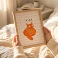 Custom Cat Portrait, Cute Cat Poster, Personalized Badly Drawn Pet Art, Pet Loss Gift for Pet Parents, Hand Drawn Dopamine Wall Art product logo