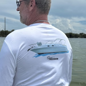 Custom Boating Shirt for Men and Women (Unisex) - Long Sleeve UV Protection Sun Shirt Rash Guard.  Customization add-on!