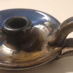 Vintage, handgemaakte kandelaar van keramiek aardewerk