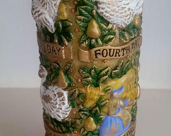 Vintage 12 Days of Christmas Pillar Candle Made By Beacon Hill