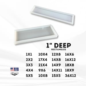 1" Deep Rectangle Silicone Molds | 24 Sizes |