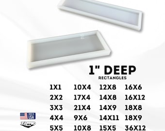 1" Deep Rectangle Silicone Molds | 24 Sizes |