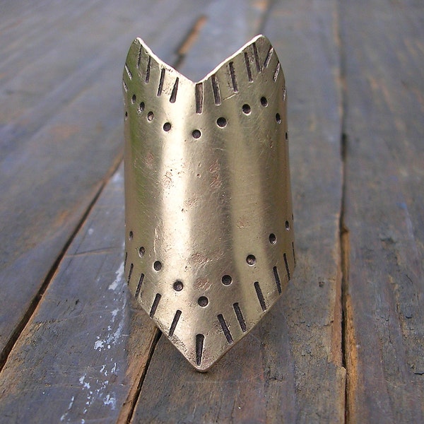 Brass Chevron Shield Ring