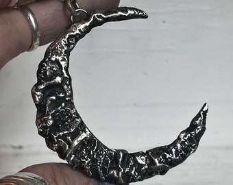 XL 2.25” Molten Moon Necklace in Sterling Silver