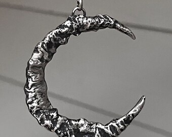 XL 2.25” Molten Moon Necklace in Sterling Silver