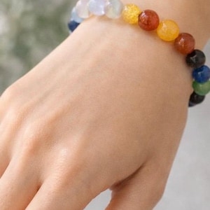 Five Elements Crystal Bracelet, Feng Shui Energy Jewelry, 8mm Natural Gemstone