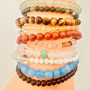 Wu Xing Five Elements Double Wrap Bracelet, 6mm Natural Stone Feng Shui Jewelry