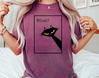 Camiseta "What Cat" de Comfort Colors: Divertida camiseta de gatitos