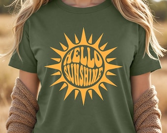 Hello Sunshine T Shirt, Summer Shirts, Happy Sun Tees, Trendy Summer Shirts for Women, Bright Summer Shirt, Summer Lover Gift, Sunshine Tees
