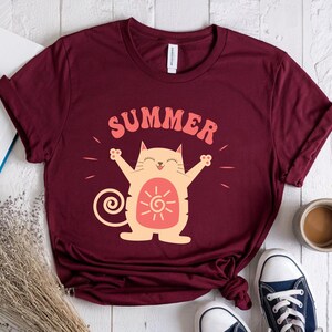Happy Cat Shirt, Happy Summer Cat Shirt, Hello Summer T-shirt, Trendy Summer Shirt, Summer Lover Shirt, Cat Lover Tee, Happy Summer Shirts