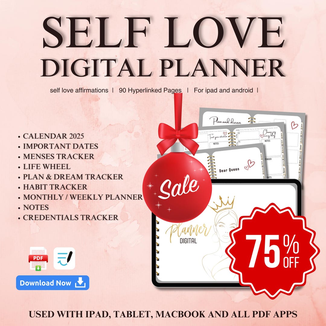 Self Love Planner Digital Planner Self Care Journal Calendar 2025 ...