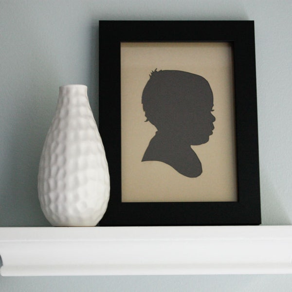 Personalized Papercut Portrait, Custom Children's Silhouette (choose size & color) Mother's Day Gift Idea