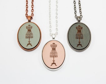 Dressform Pendant - Laser Engraved Wooden Cameo (Custom Made / Any Color)