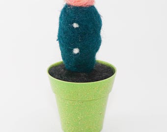 Needle Felted Cactus, Lime Green Planter
