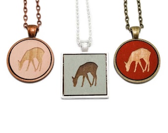 Doe Necklace - Laser Engraved Wooden Cameo (Custom Made / Any Color)