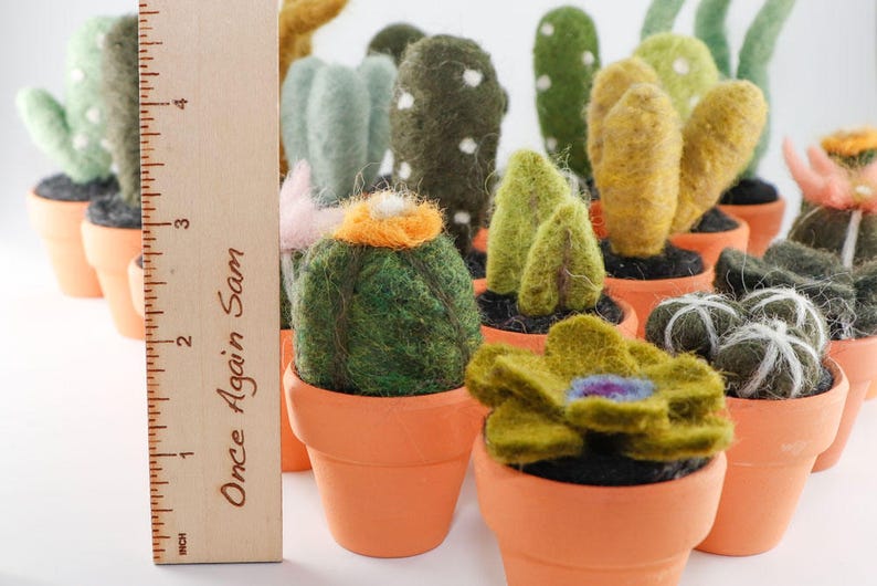 Miniature Felted Cactus in Terra Cotta Pot Choose Your Needle Felted Succulent image 4