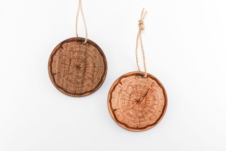 Tree Cross Section Design Tree Rings - Personalized Gift Wood Christmas Ornament