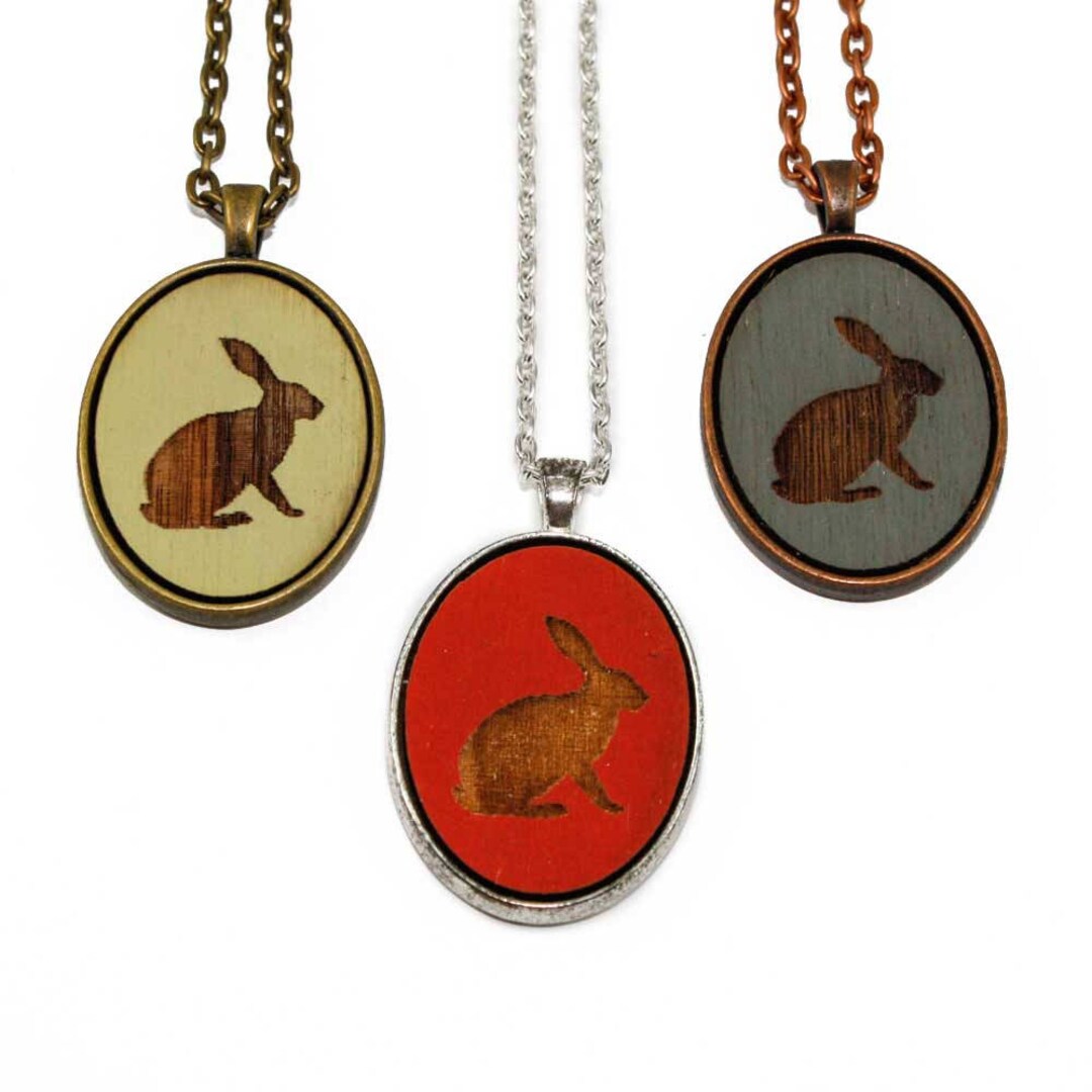 Rabbit Engraved Bunny Necklace - Laser Engraved Rabbit Wooden Cameo (custom Made / Any ...