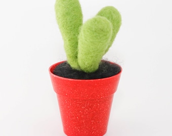 Needle Felted Cactus, Red Planter
