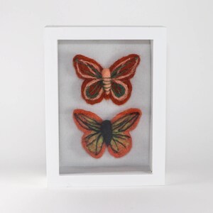 Needle Felted Butterfly Specimen in Glass Curio Display Box (6x8 White Frame)