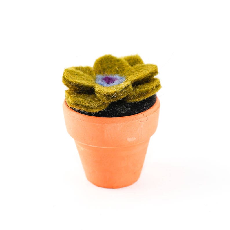 Miniature Felted Cactus in Terra Cotta Pot Choose Your Needle Felted Succulent image 8