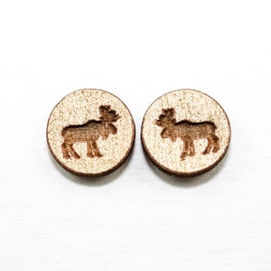 Moose Earrings - Laser Cut Wooden Studs (Choose Your Color)