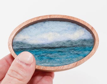 Mini Wool Landscape Painting, Needle Felted Fiber Art, Swedish Summer #2