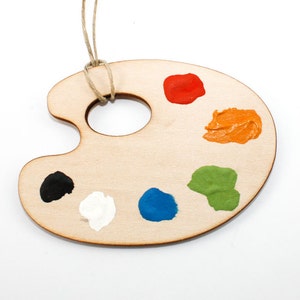 Artist's Palette Christmas Ornament - Laser Cut Wood with Acrylic Paint