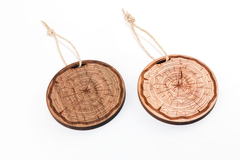 Tree Cross Section Design Tree Rings - Personalized Gift Wood Christmas Ornament
