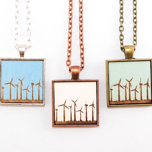 Pendentif éolienne - camée en bois gravé au laser (fait sur mesure / n'importe quelle couleur)