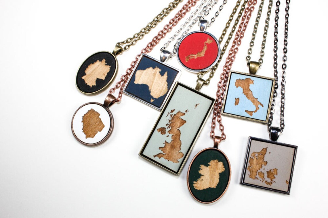 Custom Contry Custom Country Pendant - Personalized Handmade Jewelry With Map Laser ...