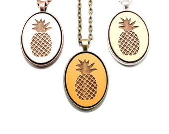 Pineapple Pendant - Laser Engraved Wooden Cameo Necklace - Symbol of Southern Hospitality (Custom Made Jewelry)