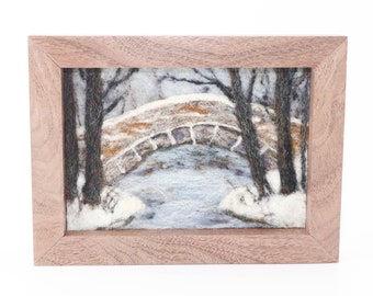 Needle Felted Wool Landscape Painting, Snowscape #8 (5x7)