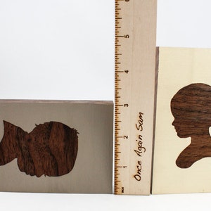 Personalized Children's Portrait Engraved on Painted Walnut Wood Block Mothers Day Gift Idea image 6