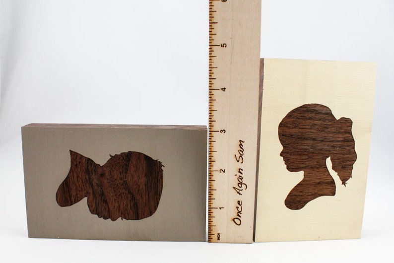 Personalized Children's Portrait Engraved on Painted Walnut Wood Block Mothers Day Gift Idea image 6