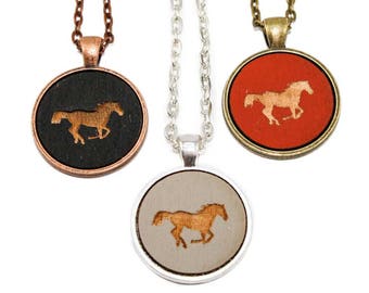 Horse Pendant - Laser Engraved Hand painted Wood (Choose Your Color / Made to Order)