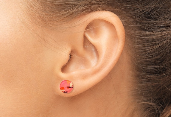 Abstract Painted Acrylic Stud Earrings Button Style Studio Graffiti Collection fruit Punch Colorway Etsy Ireland
