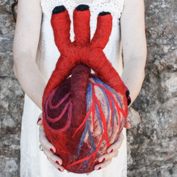 HeartFelt (XL) - Anatomical Heart - Needle Felted Organ