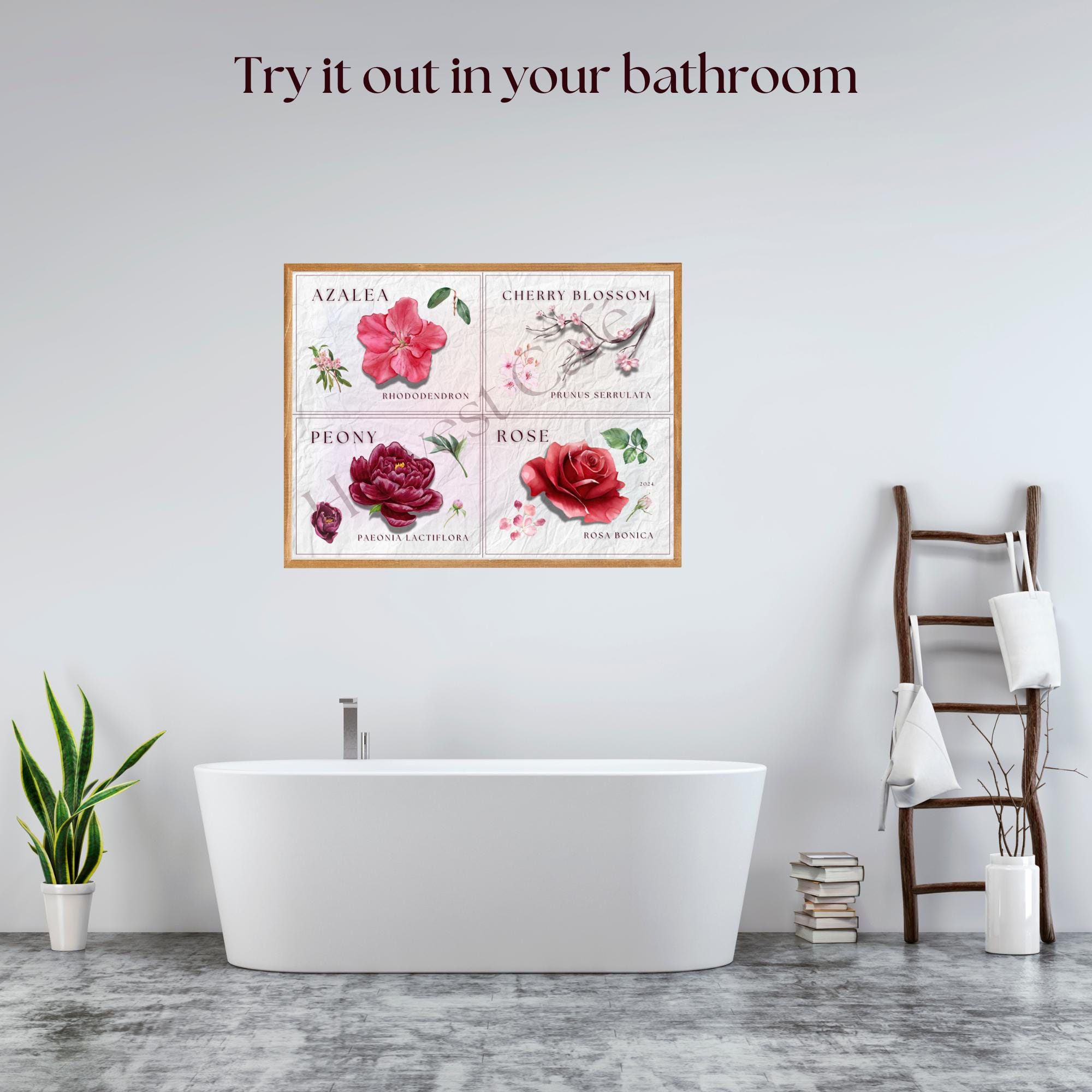 Vintage Botanical Flower Print Set – Pink Floral Wall Art – Printable ...