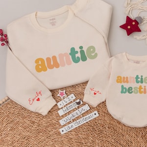 Auntie and Auntie&#39;s Bestie Sweatshirts, Auntie Me Sweatshirts, Aunt Niece Sweatshirts, Gift for Aunt, Aunt Nephew, Personalized Mom&#39;s Gift