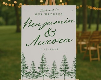 Green Forest Wedding Welcome Sign: Customizable Nature Wedding