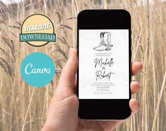 Wedding Invitation, Save The Date Template, Digital Download, Smartphone, Minimalist, Save the Date Digital Template, Editable template