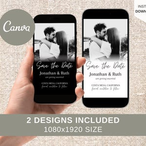 Minimalist Save the Date Digital E-invite Template, Photo, Digital Invite, Electronic Save the Date Download, Wedding, Instant Download