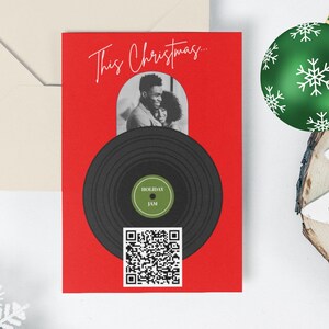 Cartão de Natal inspirado na música do SPOTIFY, totalmente editável e personalizável, emocionante, divertido, cartão de Natal exclusivo, modelo de foto, para impressão no Canva