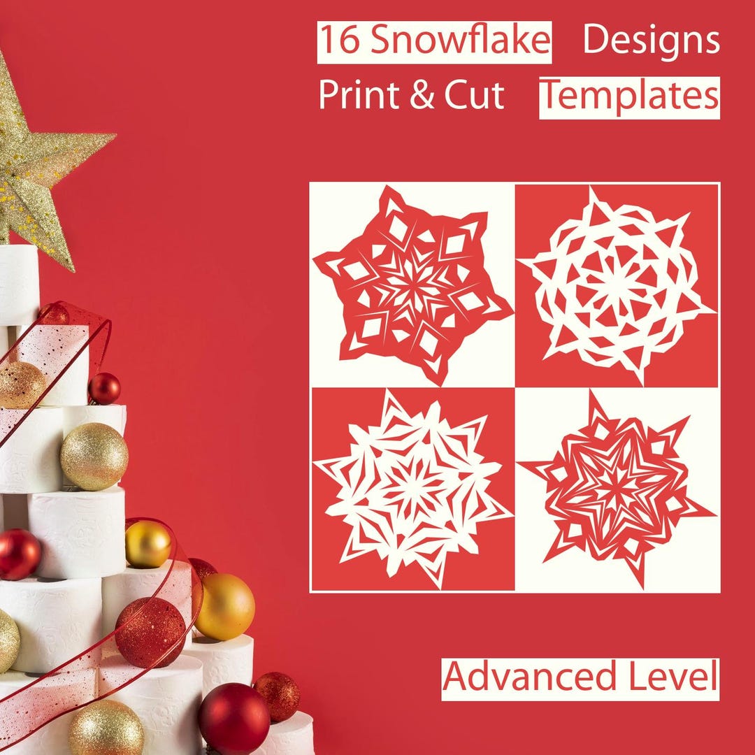 DIY Paper Snowflake Patterns, 16 Printable Templates, Advanced Level ...