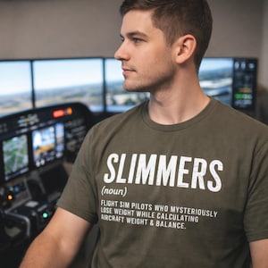 Slimmers Definition Shirt - Flight Sim Pilot Humor Tee, Weight & Balance Aviation T-Shirt, MSFS Gamer Gift, Bella Canvas 3001