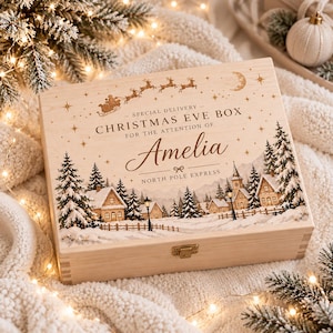 Personalisierte Weihnachtsabendbox: Erinnerungskiste aus Holz für Kinder