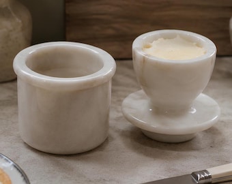Marble Butter Dish with Lid - Handmade French Inspired Stoneware Crock | Kitchen Gifts